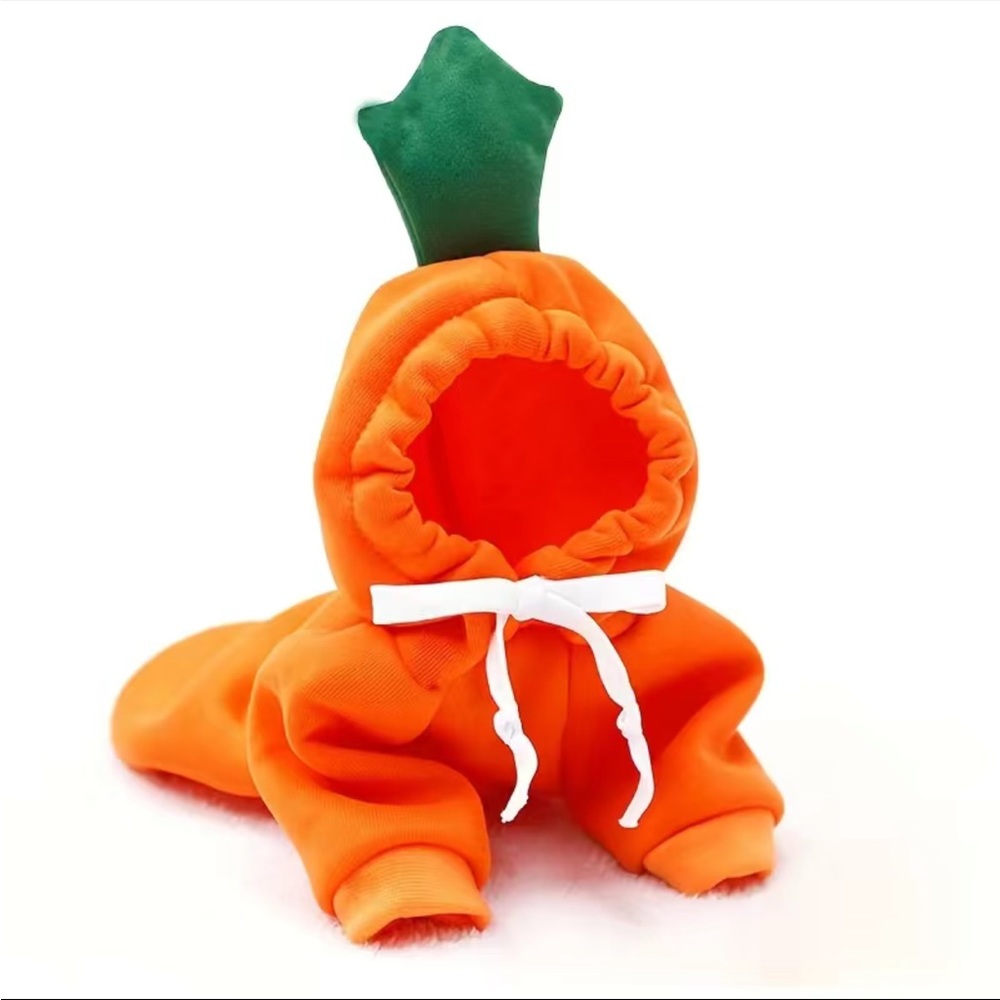 NWT Orange Fleece Carrot Hoodie For Pets- Size Small - Picture 3 of 5